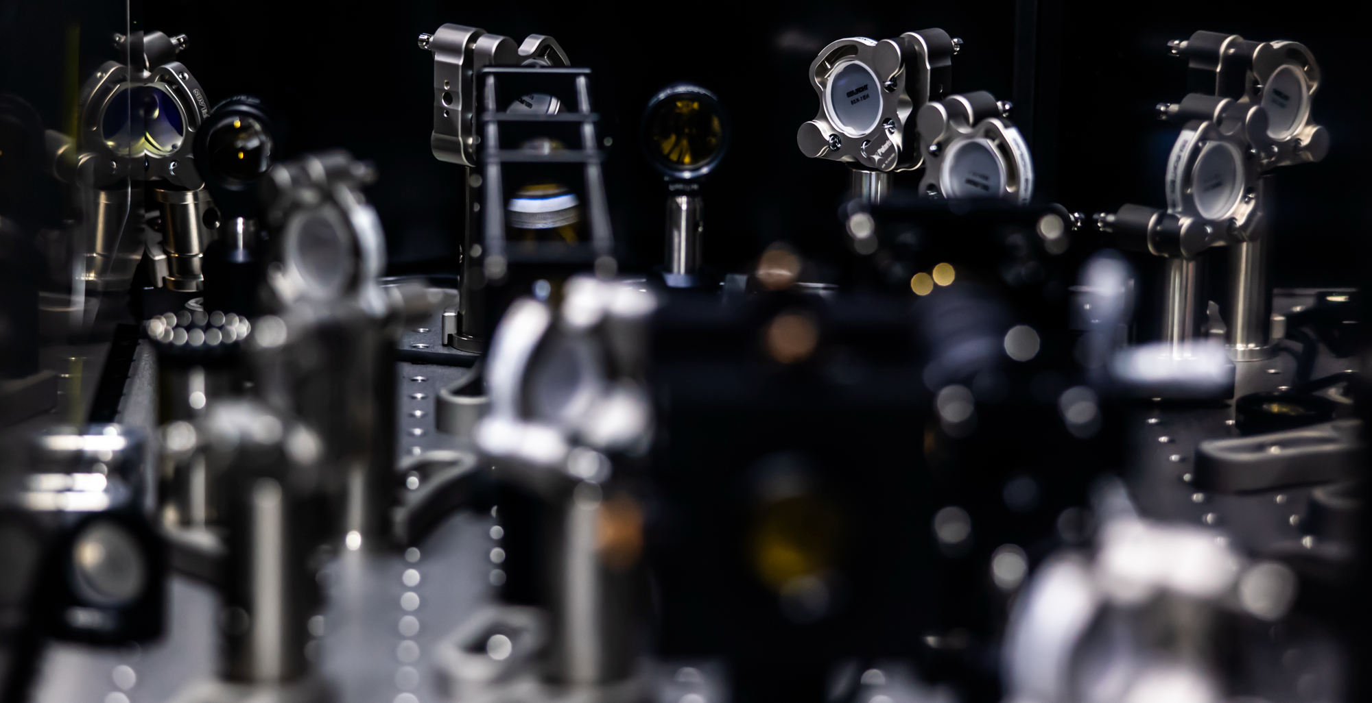Optics bench inside a Substrate lab.