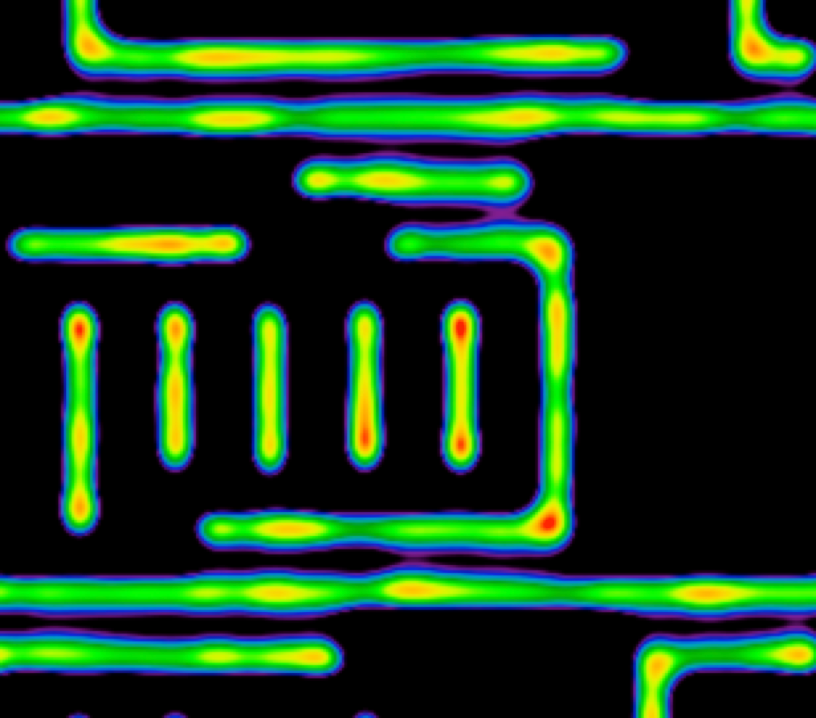 Simulated bridging defect pattern